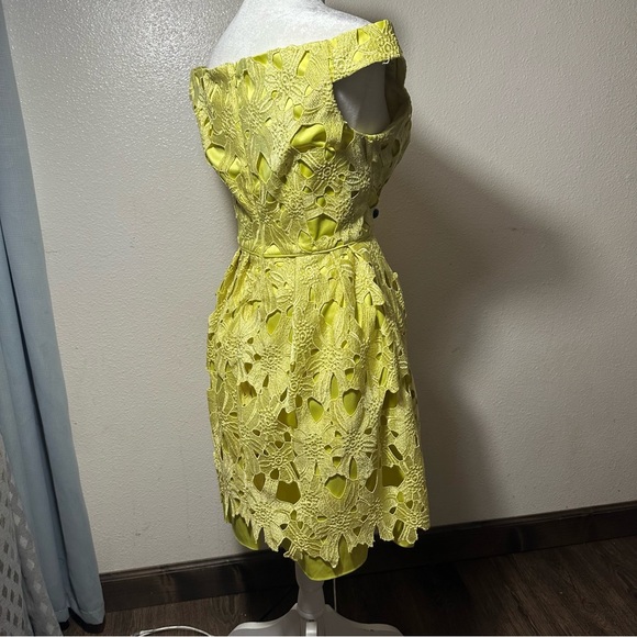 Adrianna Papell Dress Womens size 8 yellow green color flare bottom fit - Picture 17 of 17